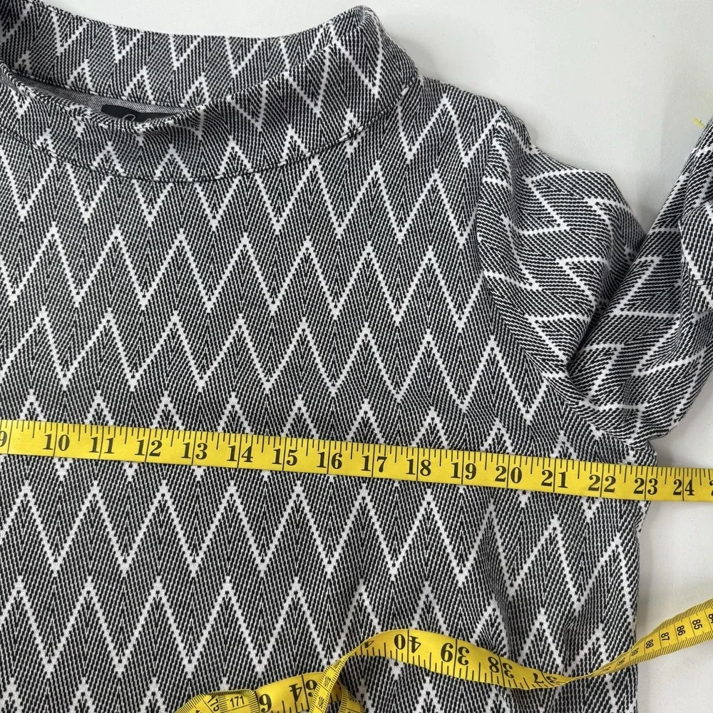 Calessa Tunic Shirt Top Womens XL Black Geometric Cowl Neck 3/4 Sleeve Knit